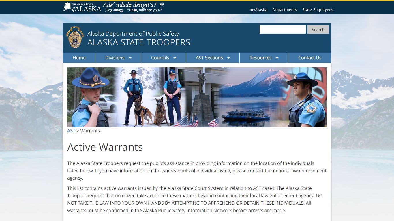 Warrants - AST - Alaska Department of Public Safety